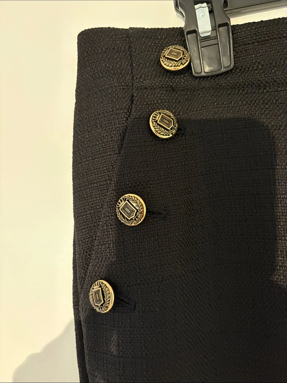 Karl Lagerfeld Black Wide-Leg Trousers with Gold Buttons